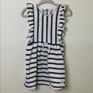 Paz Rodriguez Striped Kids Dress with Ruffle Sleeves